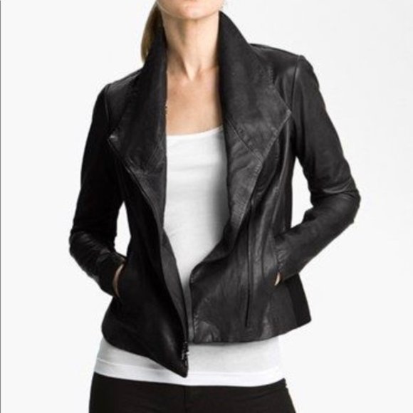 VINCE Genuine Leather Scuba Jacket - Picture 2 of 8